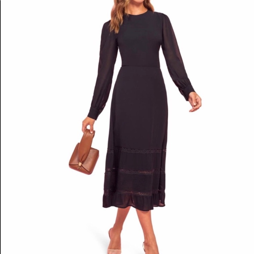 Reformation Valerie Ruffle Hem Long Sleeve Dress 8